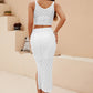 *APP EXCLUSIVE* Openwork Cropped Tank and Slit Skirt Set