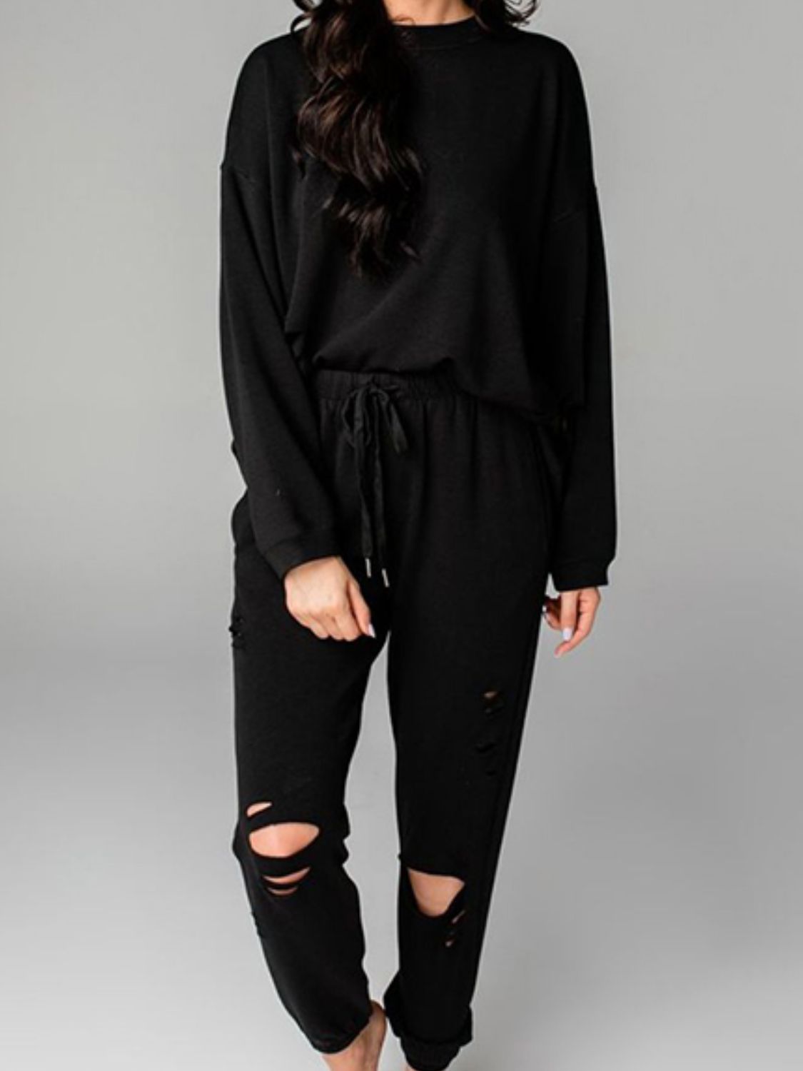 *APP EXCLUSIVE* Distressed Sweatshirt and Joggers Set