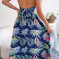 *APP EXCLUSIVE* Botanical Print Tied Backless Cutout Slit Dress