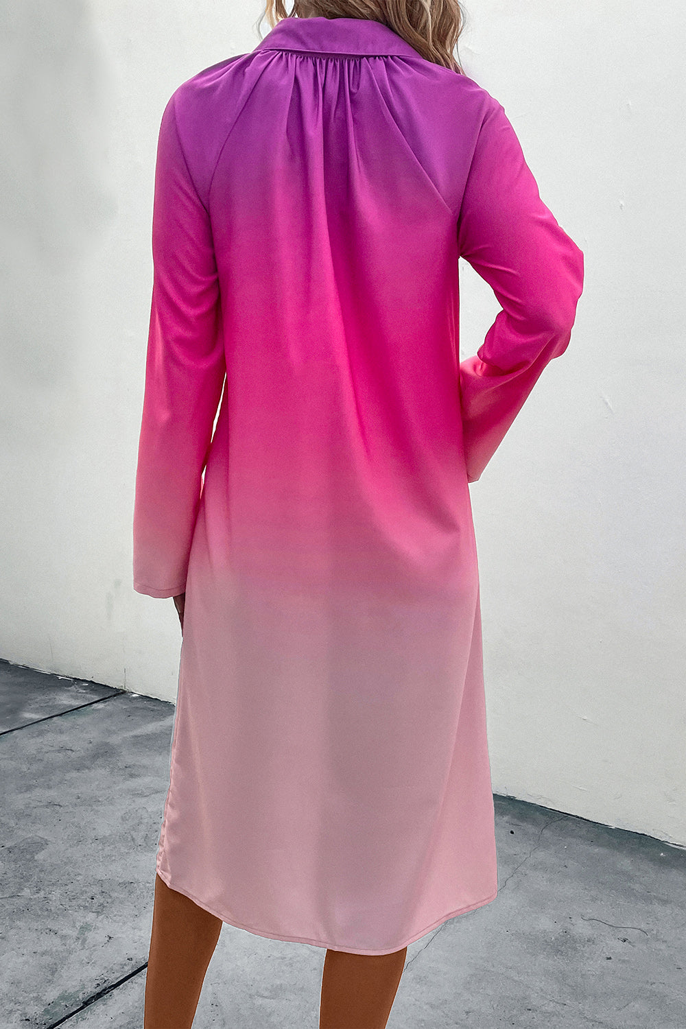 *APP EXCLUSIVE* Ombre Long Sleeve Shirt Dress