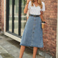 *APP EXCLUSIVE* Button Front A-Line Denim Skirt