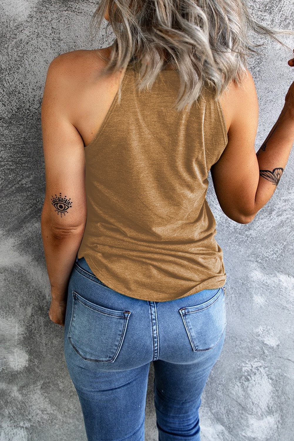 *App Exclusive* Curved Hem Grecian Tank Top