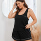*APP EXCLUSIVE* Contrast Piping Racerback Tank and Shorts Lounge Set