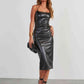 *APP EXCLUSIVE* Faux Leather Bodycon Slit Midi Dress