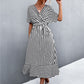 *App Exclusive* Striped Tie Belt Midi Dress