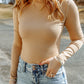 *APP EXCLUSIVE* High Neck Long Sleeve Ribbed Top