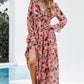 *APP EXCLUSIVE* Floral Flounce Sleeve Plunge Maxi Dress