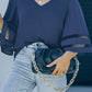 *APP EXCLUSIVE* Sheer Striped Flare Sleeve Vneck Blouse