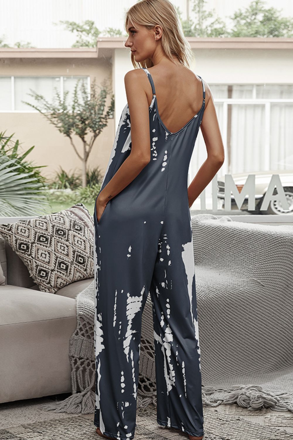 *App Exclusive* Tiedye Spaghetti Strap Jumpsuit with Pockets