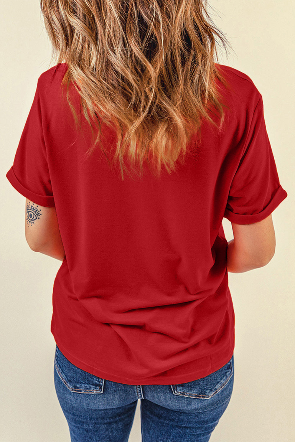 *APP EXCLUSIVE* Round Neck Cuffed Short Sleeve Tee