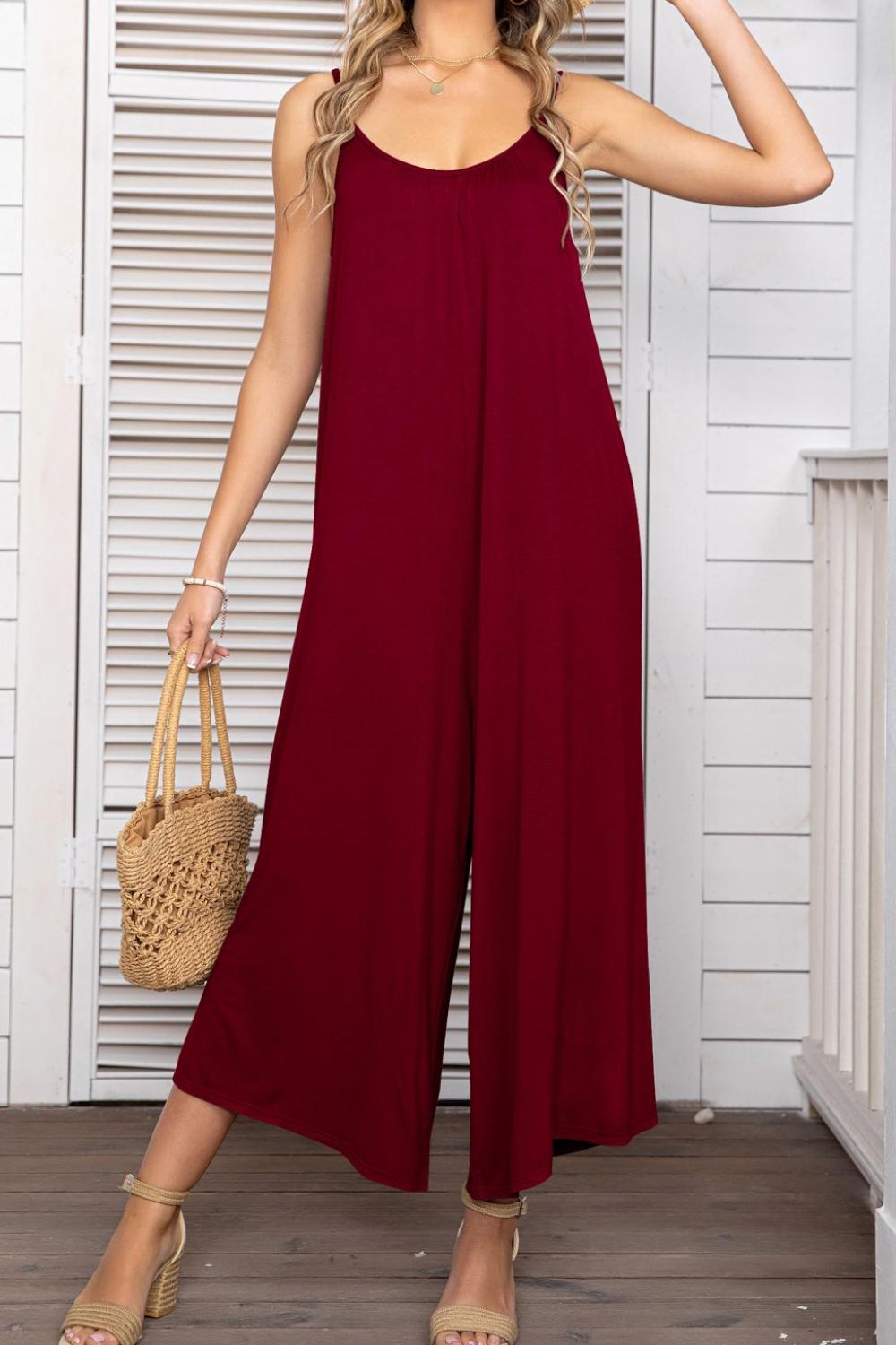 *APP EXCLUSIVE* Spaghetti Strap Scoop Neck Jumpsuit