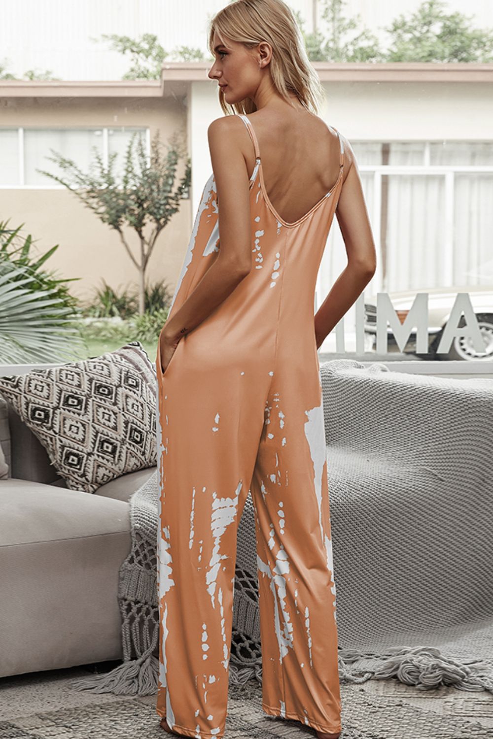 *App Exclusive* Tiedye Spaghetti Strap Jumpsuit with Pockets