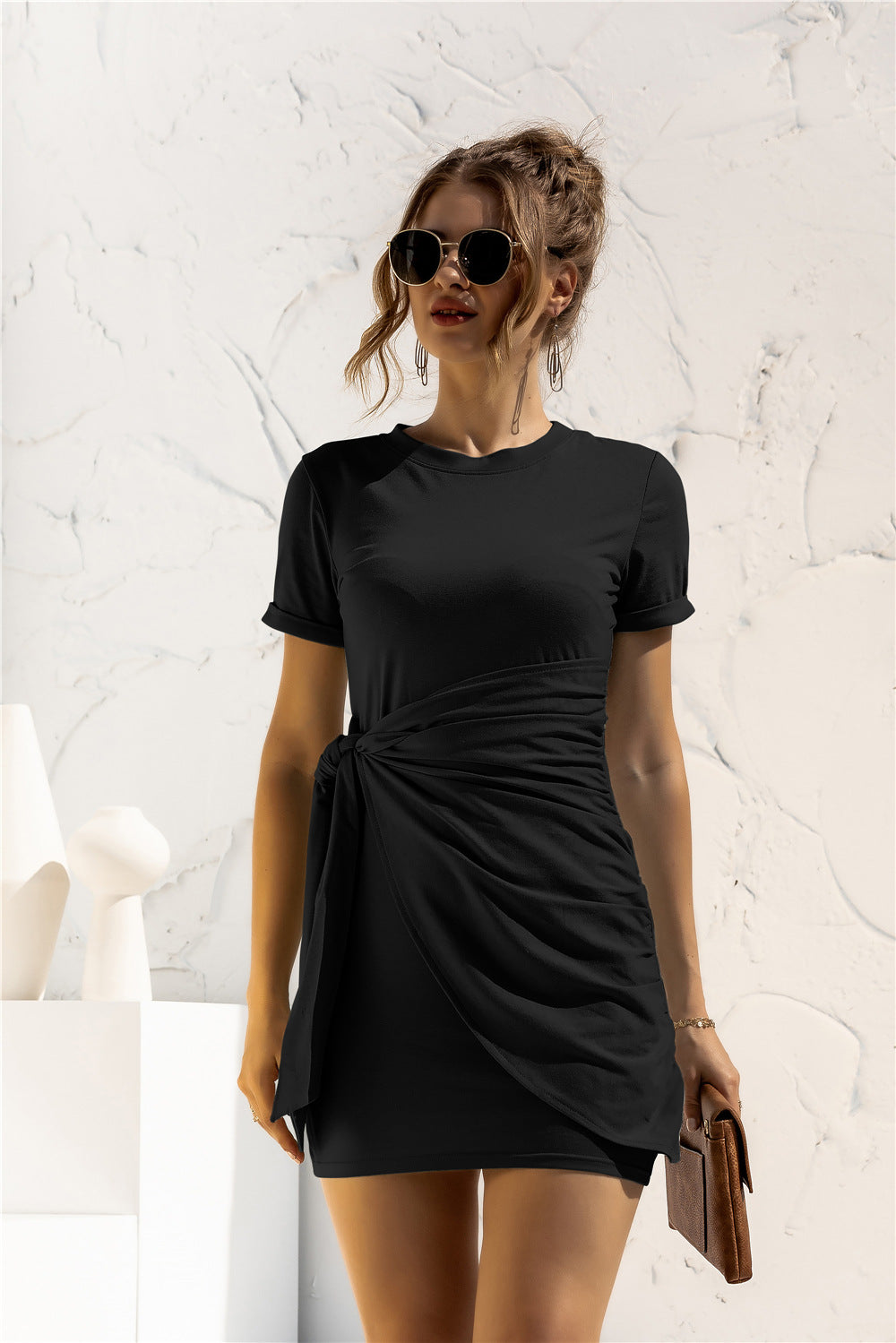 *APP EXCLUSIVE* Cuffed Sleeve Side Tie Dress