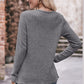 * APP EXCLUSIVE* Ribbed Round Neck Buttoned Long Sleeve Tee