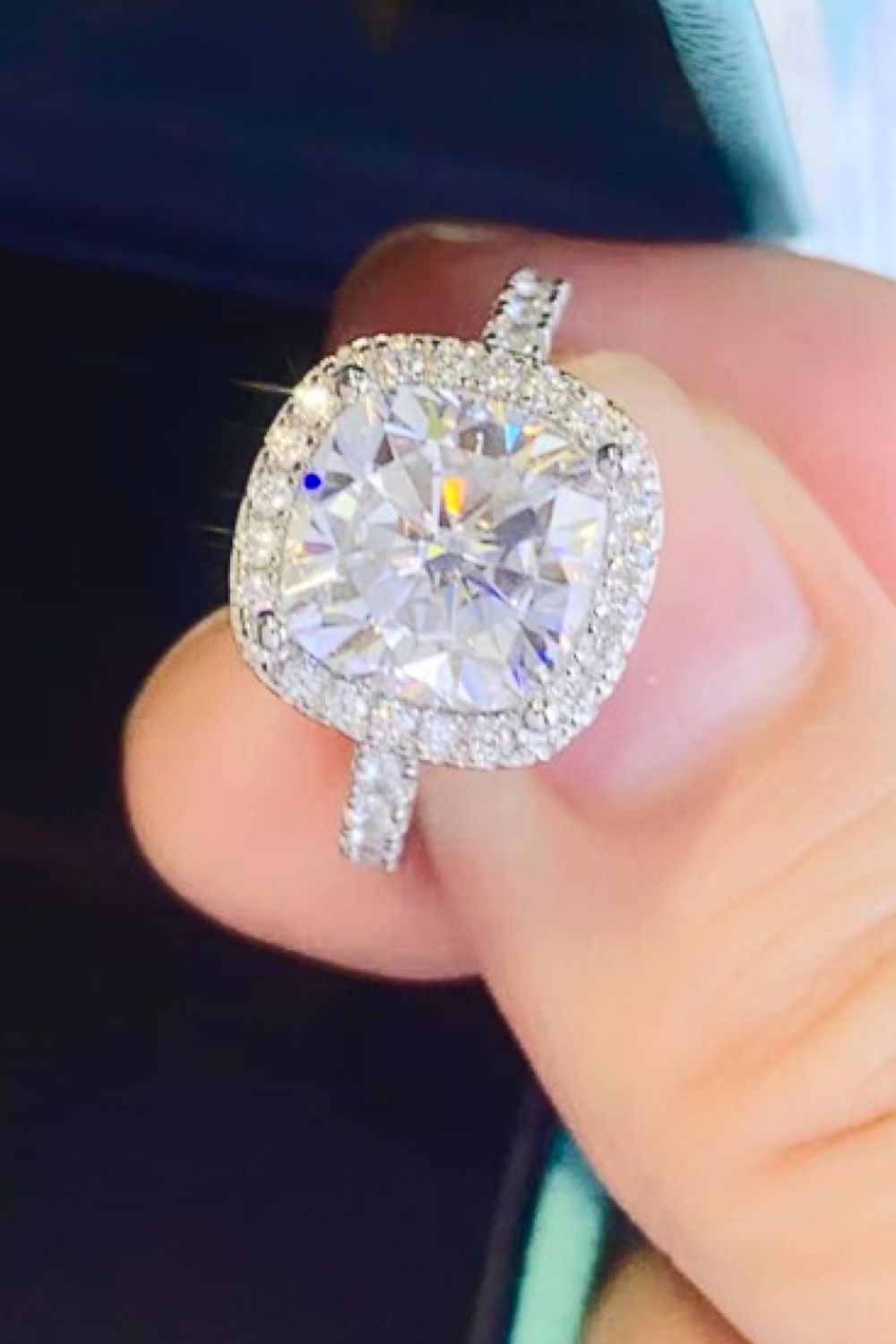 *APP EXCLUSIVE* 3 Carat Moissanite 925 Sterling Silver Square Ring