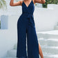 *APP EXCLUSIVE* Tie Belt Spaghetti Strap Slit Jumpsuit