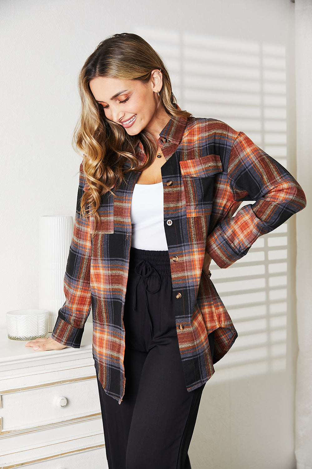 *APP EXCLUSIVE* Plaid Dropped Shoulder Flannel