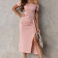 *APP EXCLUSIVE* Cold Shoulder Short Sleeve Split Dress