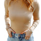 *APP EXCLUSIVE* High Neck Long Sleeve Ribbed Top
