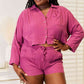 *APP EXCLUSIVE* Buttoned Long Sleeve Top and Shorts Set