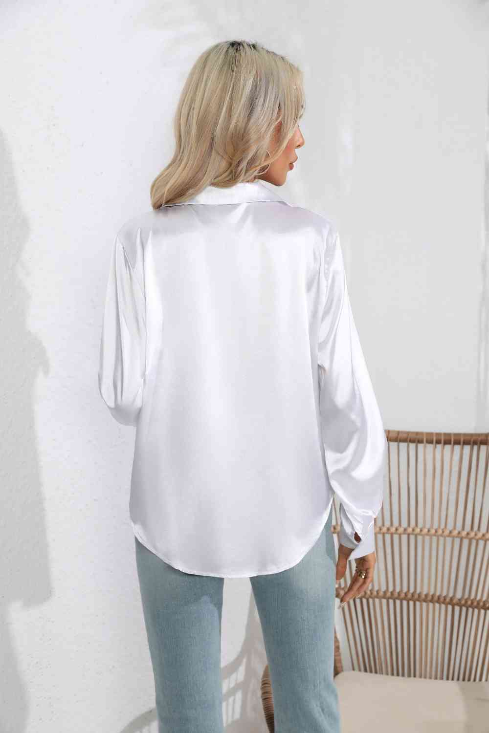 *APP EXCLUSIVE*  Satin Button Up Long Sleeve Shirt