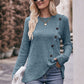 * APP EXCLUSIVE* Ribbed Round Neck Buttoned Long Sleeve Tee