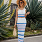 *APP EXCLUSIVE* Striped Cropped Tank and Split Skirt Set
