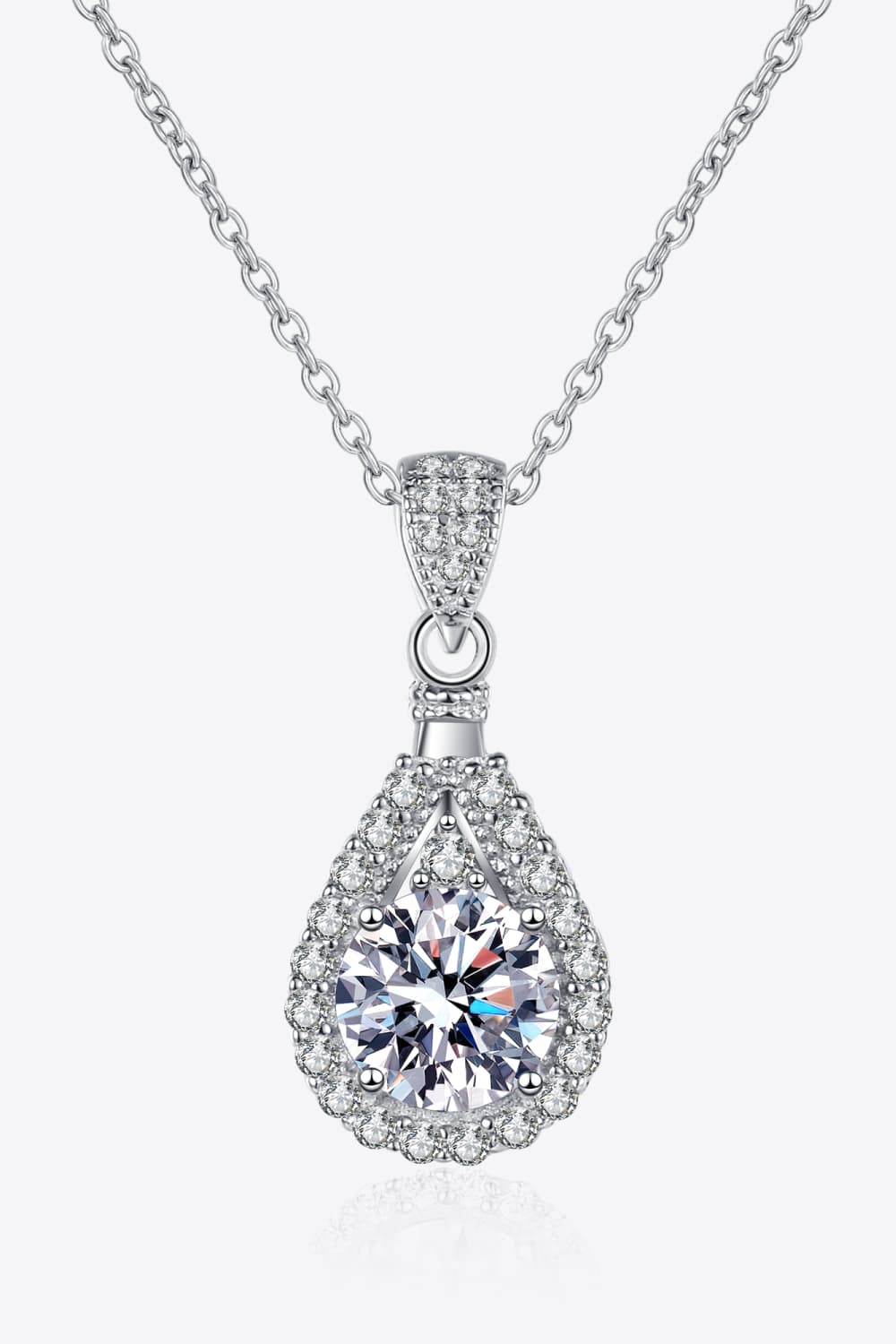 *APP EXCLUSIVE* 2 Carat Moissanite Teardrop Pendant 925 Sterling Silver Necklace