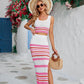 *APP EXCLUSIVE* Striped Cropped Tank and Split Skirt Set