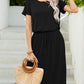 *APP EXCLUSIVE* Round Neck Short Sleeve Slit Dress with Pockets