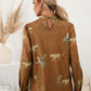 *APP EXCLUSIVE* Leopard Graphic Mock Neck Puff Sleeve Blouse