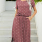 *APP EXCLUSIVE* Round Neck Short Sleeve Slit Dress with Pockets