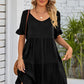 *APP EXCLUSIVE* Vneck Flounce Sleeve Tiered Dress