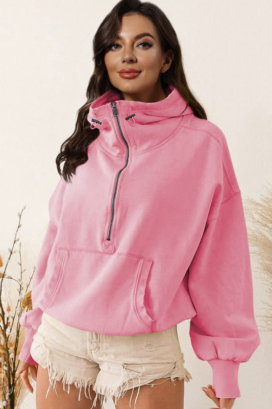 * APP EXCLUSIVE* Zip-Up Dropped Shoulder Hoodie