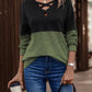 *APP EXCLUSIVE* Two-Tone Crisscross Detail Sweatshirt