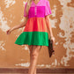 *APP EXCLUSIVE* Colorblock Tiered Buttoned Puff Sleeve Dress
