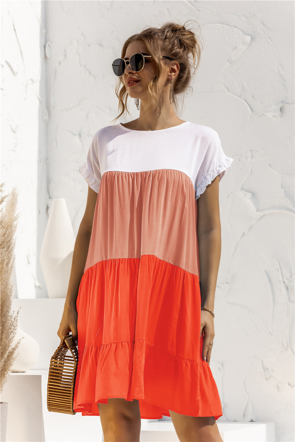 *APP EXCLUSIVE* Colorblock Tiered Babydoll Dress
