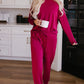 Top and Drawstring Pants Lounge Set