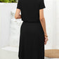 *APP EXCLUSIVE* Round Neck Short Sleeve Slit Dress with Pockets