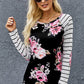 Floral Stripe Patch Long Sleeve Top