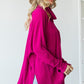 Brushed Ribbed Cowl Neck Long Sleeve Relaxed Top