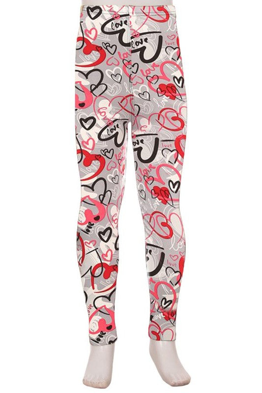 Valentine's Kids Grey Heart Leggings