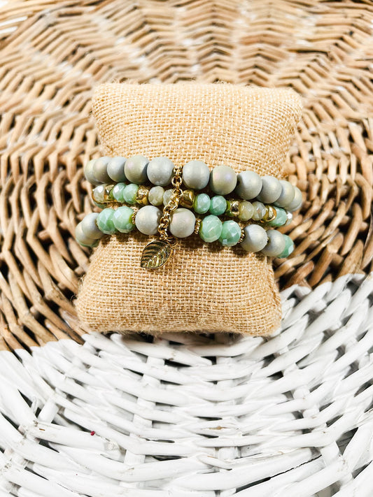 Teal Beaded Bracelet Stack