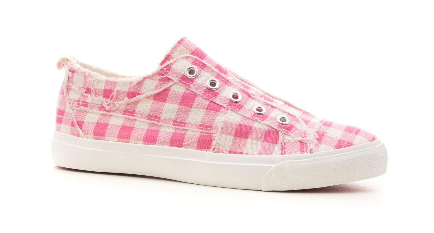 Spring Fling  Pink Checkered  Babalu Slip On Shoes