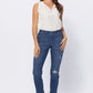 Judy Blue Distressed Boyfriend Pull-on Jeans