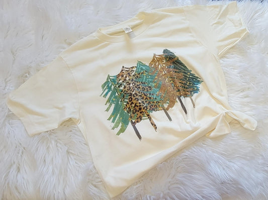 Cream Leopard Christmas Tree Tee