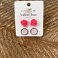 Pink Rose & Leopard Stud Set