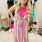 Halter Neck Lace Front Maxi Dress