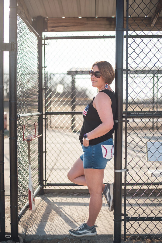 Baseball Denim Shorts