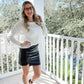 Faux Leather Mini Skirt with Slit